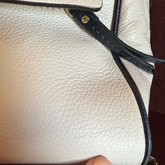 Kate Spade Blue & White Leather Satchel handbag hadlen grant park cement navy - Picture 9 of 16